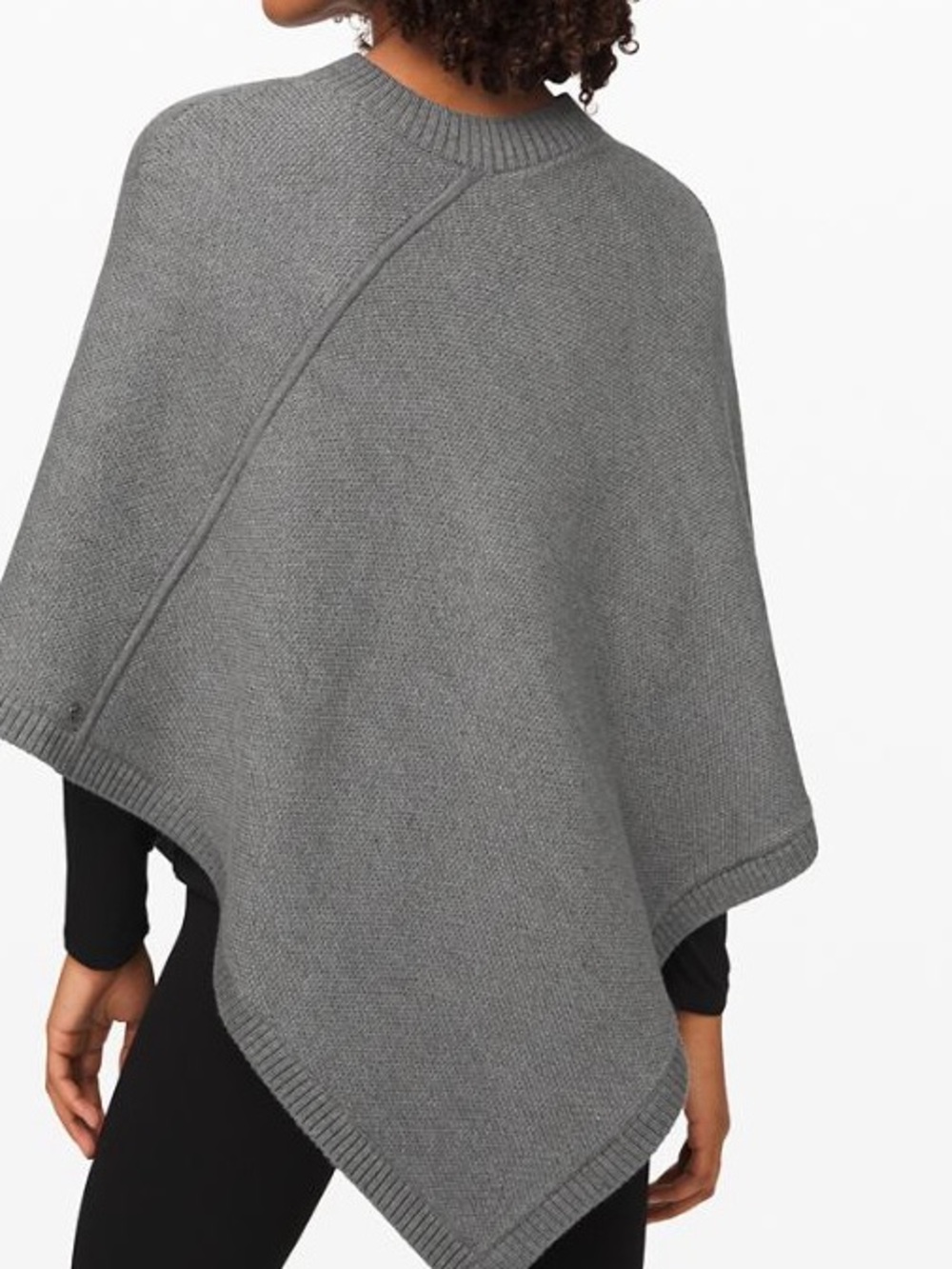 Lululemon On The Go Poncho Sweater Black Merino Wool One Size - Picture 7 of 7